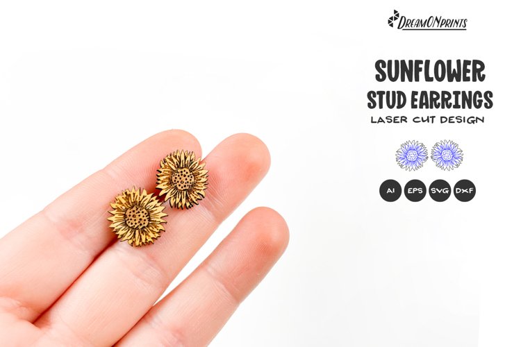 Sunflower Earrings Laser Cut Design | Sunflower Stud Earring