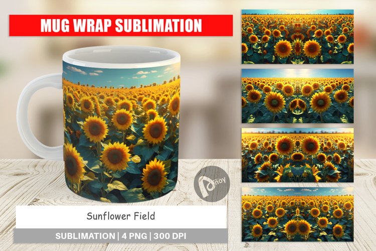 Mug Wrap Design Sunflower Field