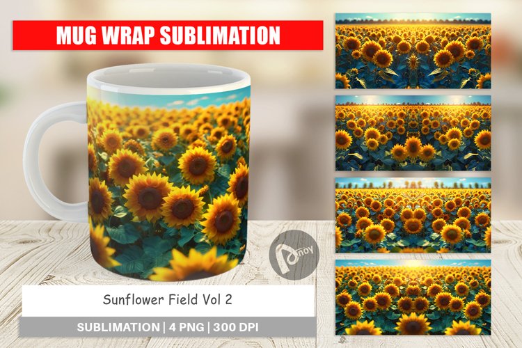 Mug Wrap Design Sunflower Field
