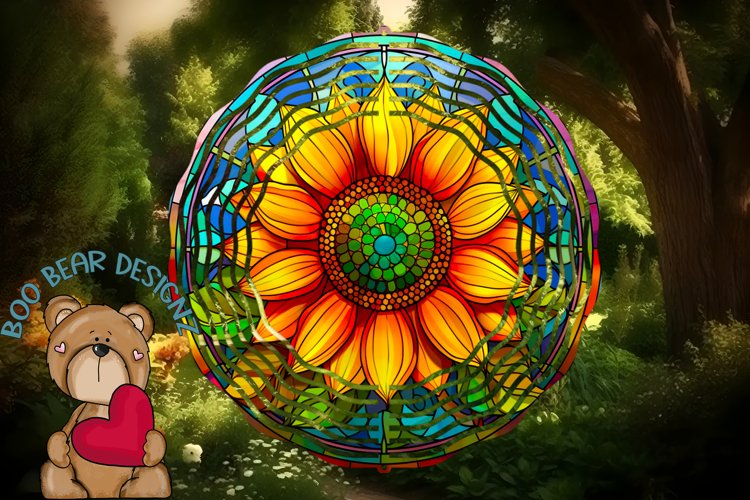 Stain Glass Sunflower Wind Spinner Sublimation design example image 1