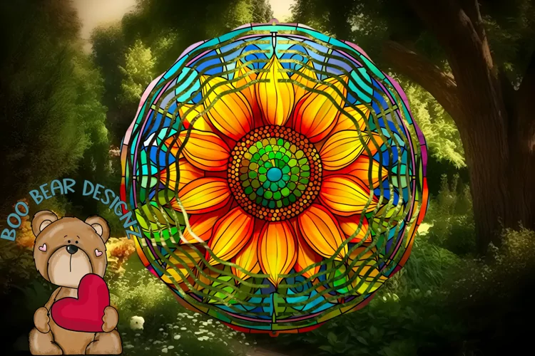Stain Glass Sunflower Wind Spinner Sublimation design