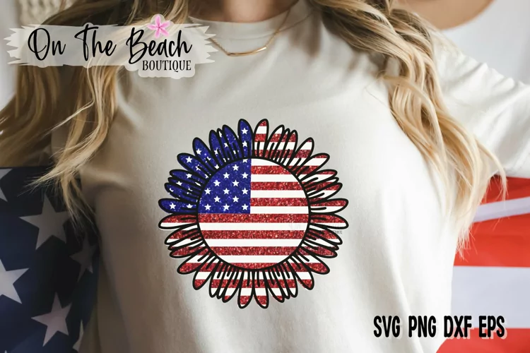 Sunflower SVG Flag SVG July 4th SVG PNG Cutting Sublimation