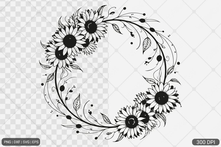 Sunflower Square Frame SVG PNG