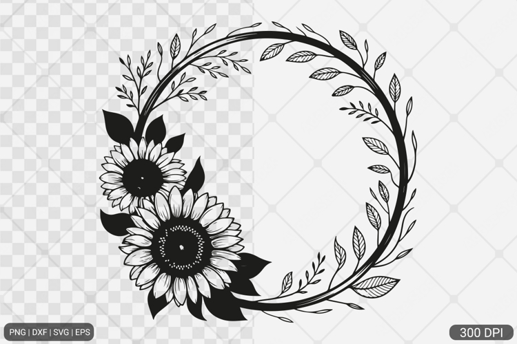 Sunflower Square Frame SVG PNG
