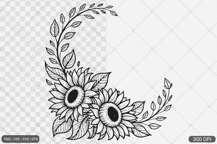 Sunflower Square Frame SVG PNG