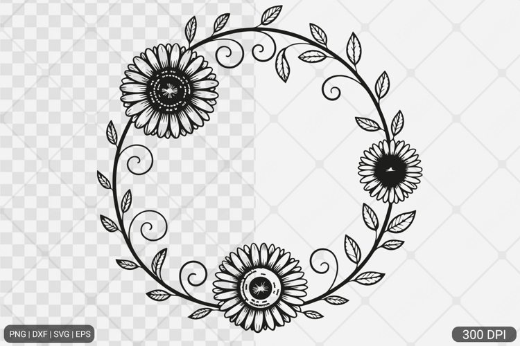 Sunflower Square Frame SVG PNG