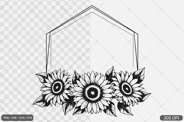 Sunflower Square Frame SVG PNG
