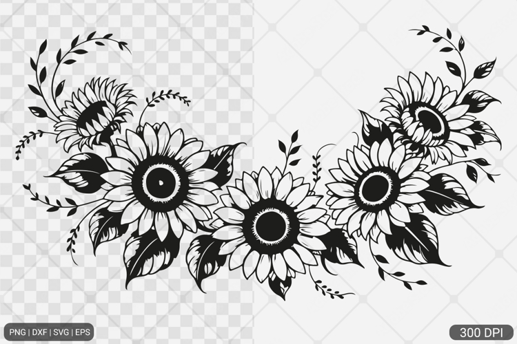 Sunflower Square Frame SVG PNG