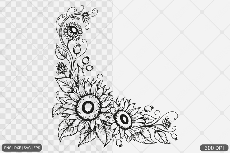 Sunflower Frame SVG PNG