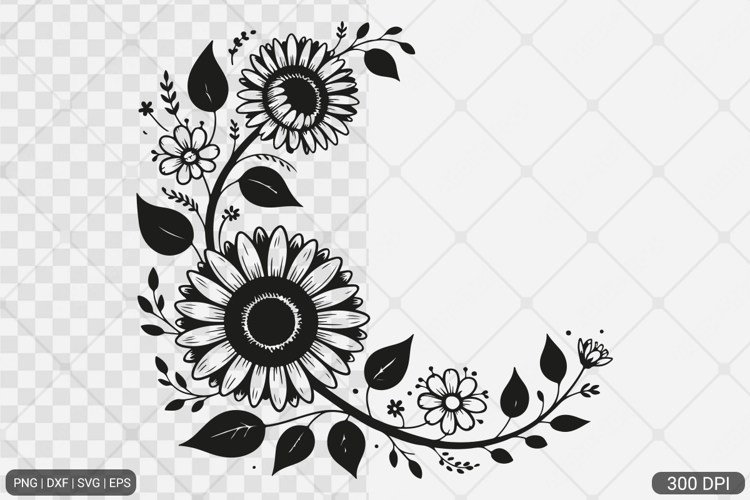 Sunflower Frame SVG PNG