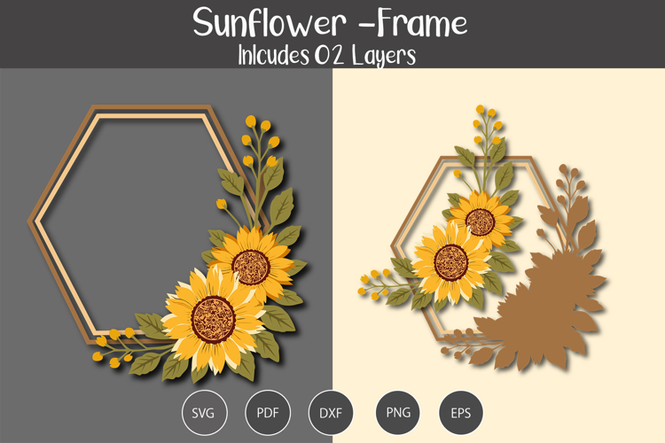 Sunflower Frame SVG example image 1