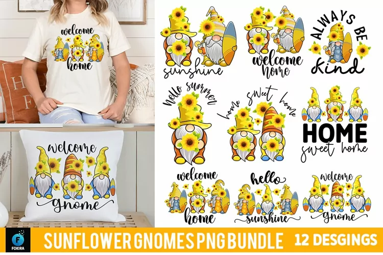 Sunflower Gnomes PNG Bundle - Sunflower Sublimation Bundle