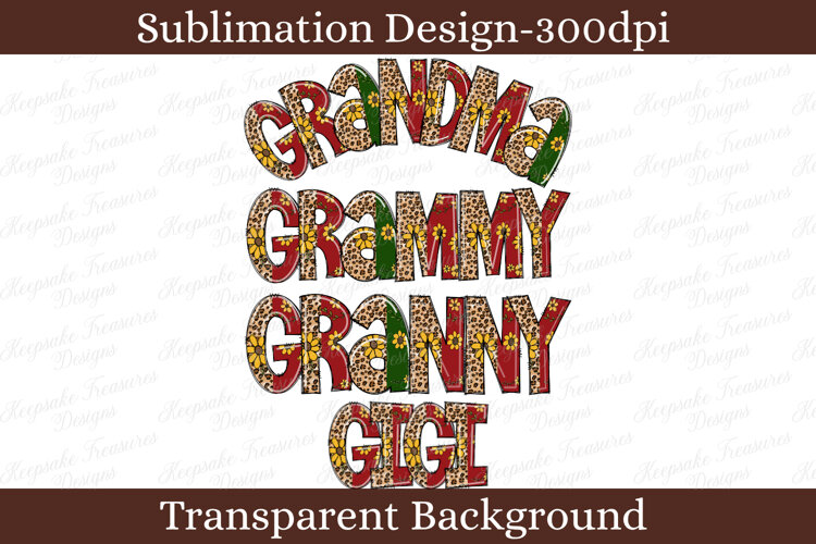 Sunflower Leopard Popular Grandmother Names PNG Designs example image 1