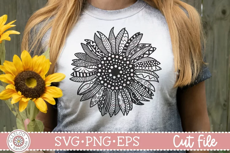 Sunflower Mandala SVG | Hand Drawn Doodle Sunflower