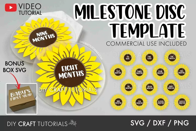 Sunflower Baby Milestone SVG