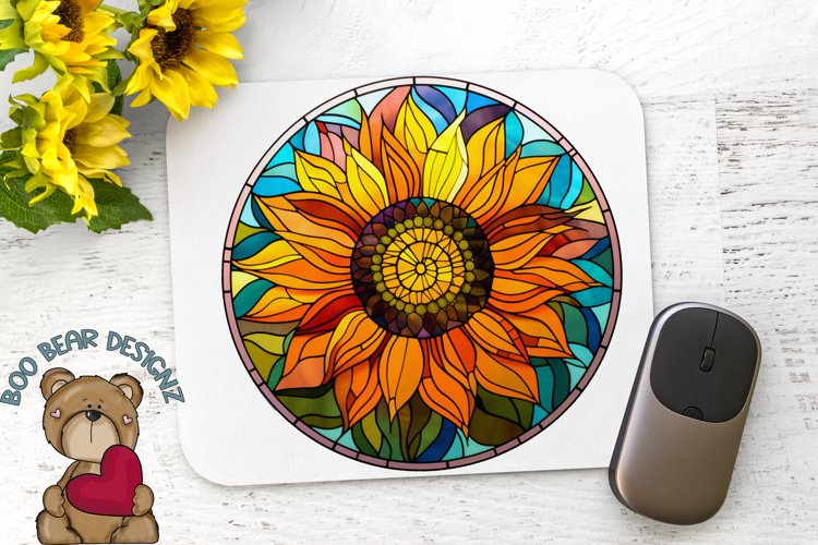 Stain Glass Sunflower Sublimation design example image 1