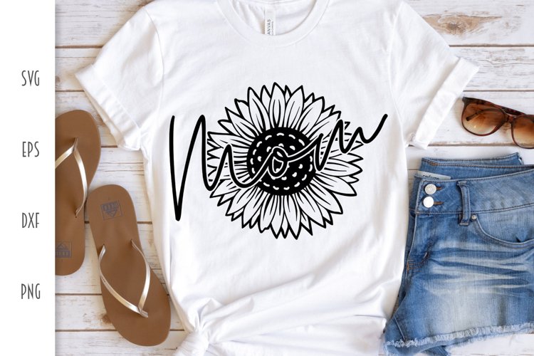 Sunflower Mom SVG - Mother's Day Cut File example image 1