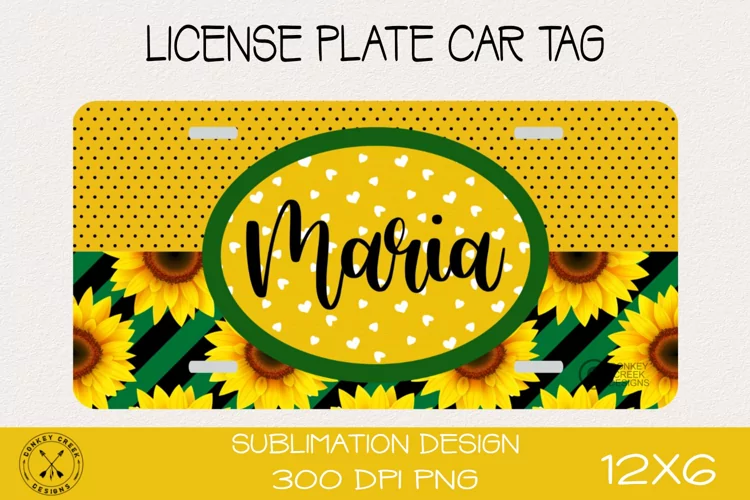 License Plate Sublimation Monogram |Sunflower PNG