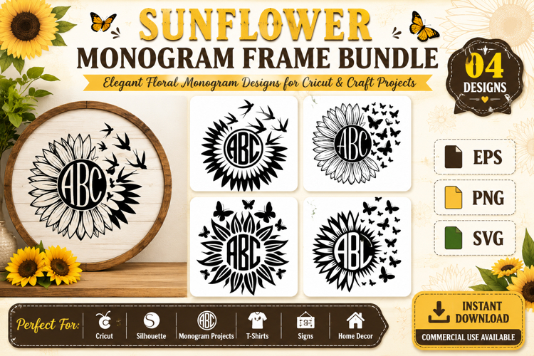 Sunflower Monogram Frame Collections