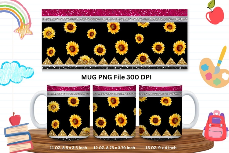 11oz & 15oz Mug Sunflower Design Teacher Life School Pencil