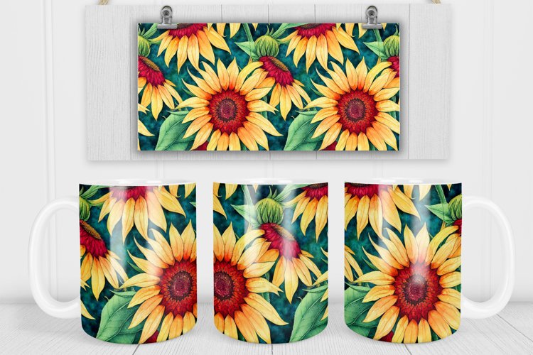Sunflower mug sublimation design | Sunflower mug wrap