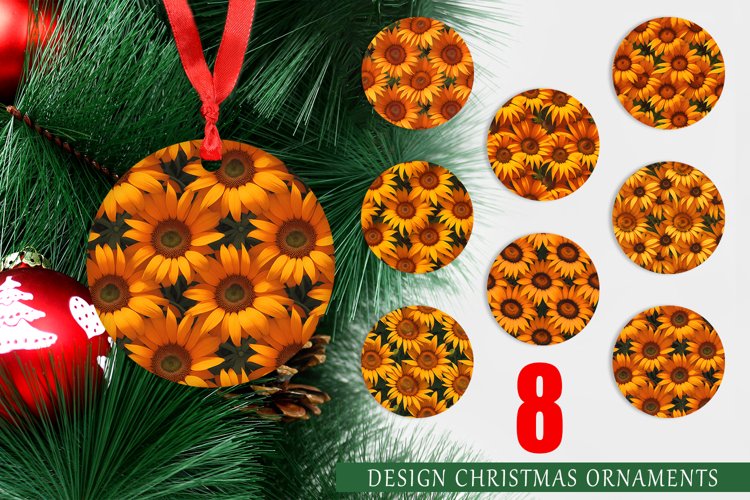 Sunflower Pattern Christmas Ornaments