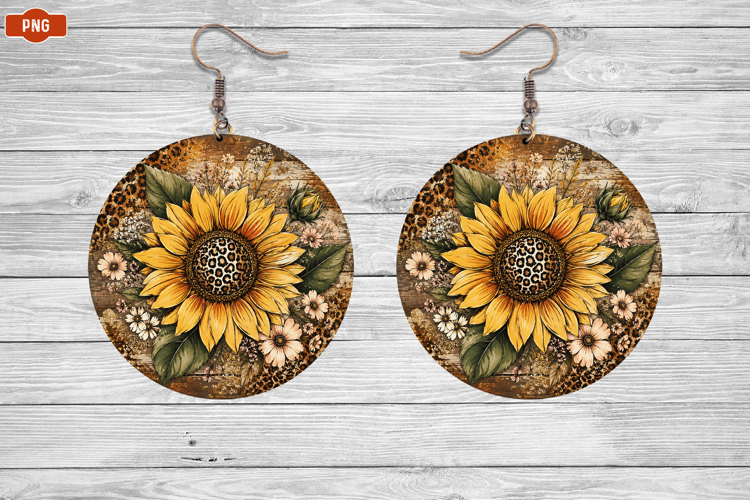 Sunflower Round Earrings Png
