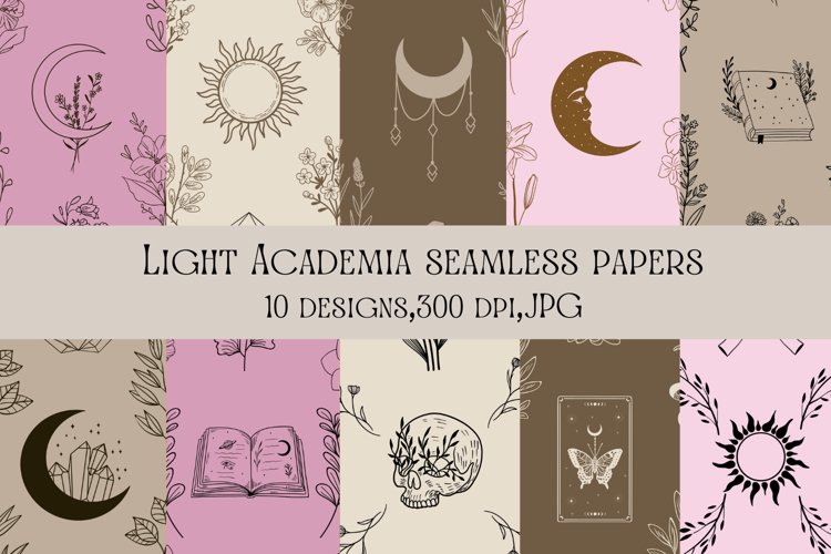 Light academia seamless pattern paper set wall art printable example image 1