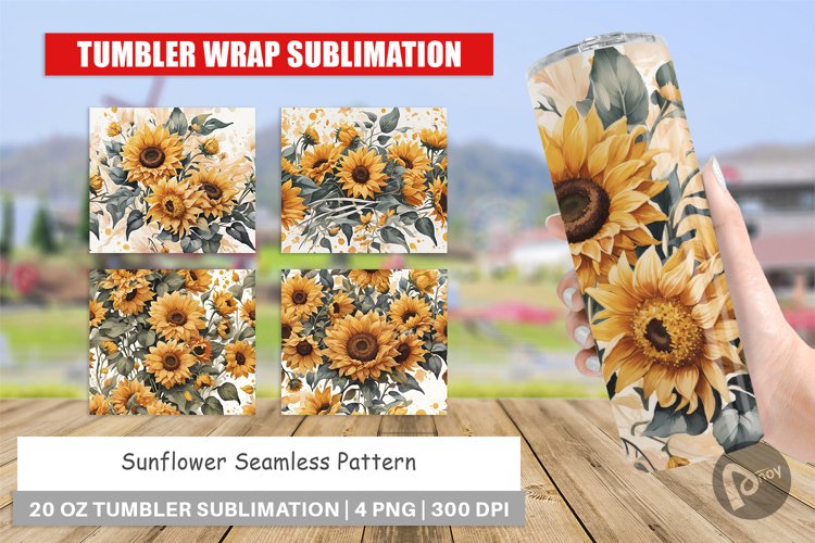Tumbler Wrap Sunflowers Pattern