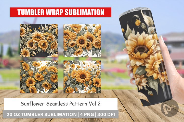 Tumbler Wrap Sunflowers Pattern