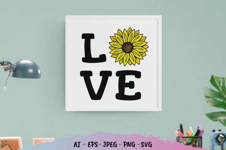 Love Sunflower SVG