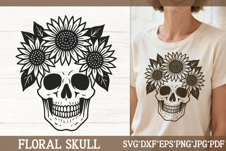 Floral Skull Svg Image 7