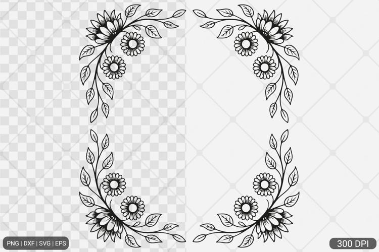 Sunflower Square Frame SVG PNG