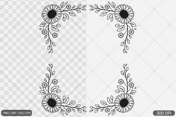 Sunflower Square Frame SVG PNG