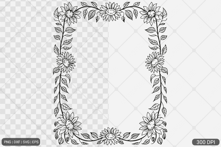 Sunflower Square Frame SVG PNG