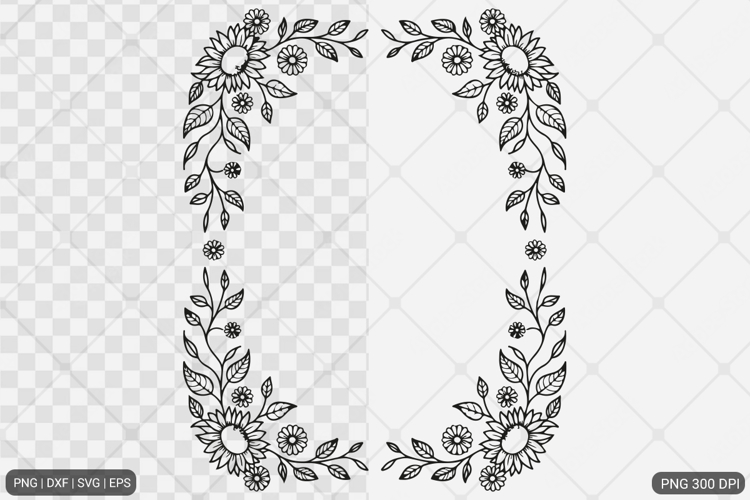 Sunflower Square Frame SVG PNG