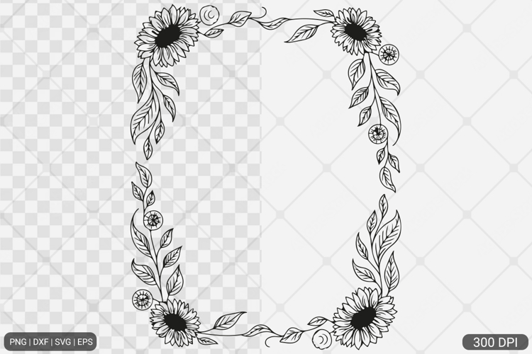 Sunflower Square Frame SVG PNG