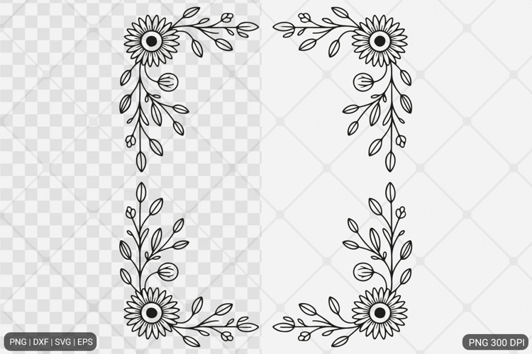 Sunflower Square Frame SVG PNG