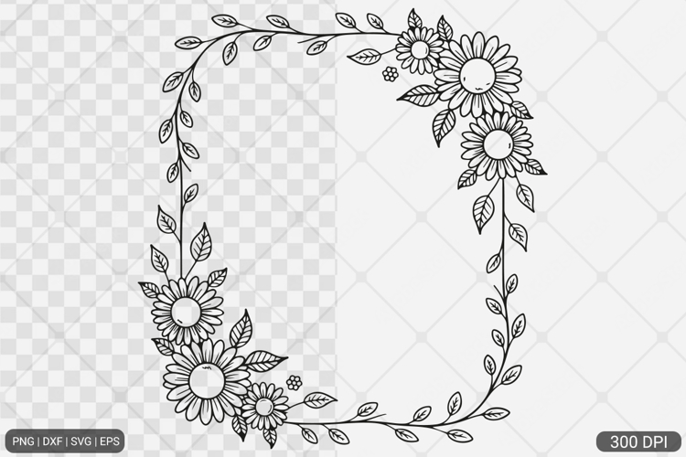 Sunflower Square Frame SVG PNG