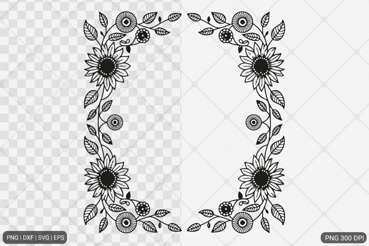 Sunflower Square Frame SVG PNG