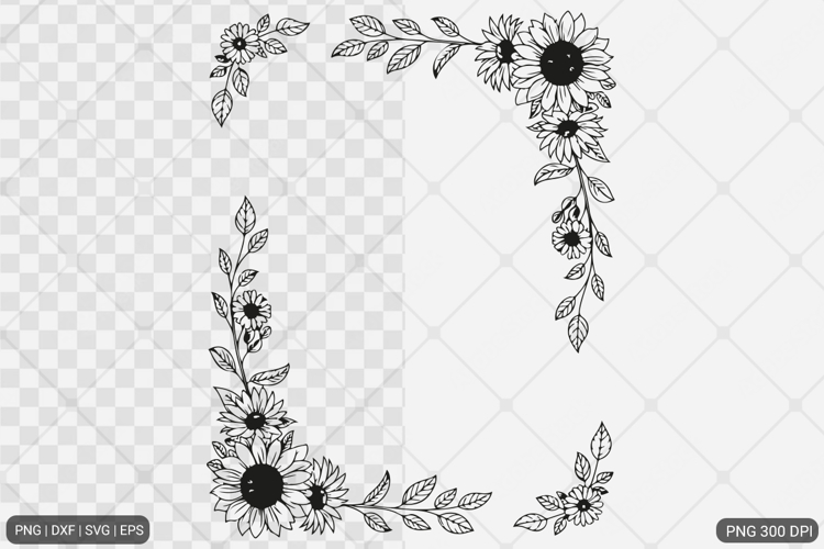 Sunflower Square Frame SVG PNG