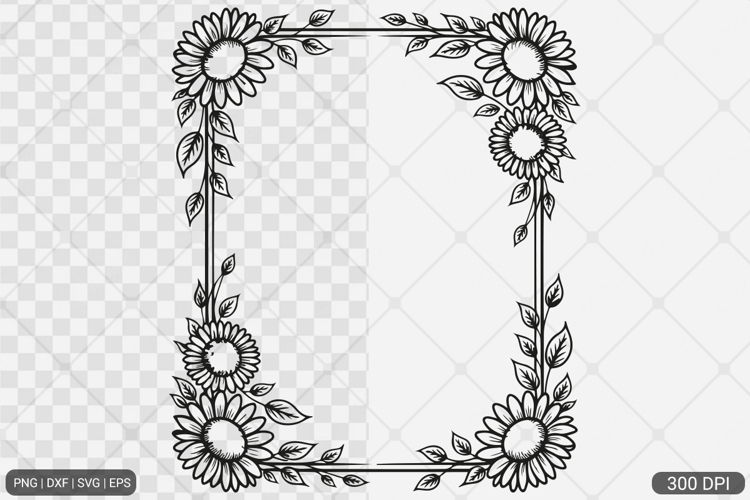 Sunflower Square Frame SVG PNG