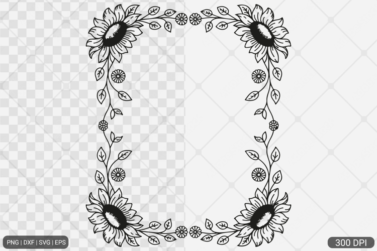 Sunflower Square Frame SVG PNG