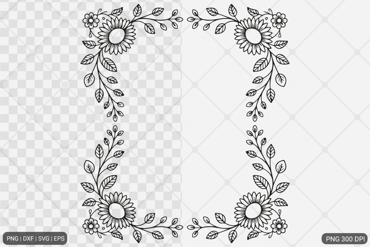Sunflower Square Frame SVG PNG