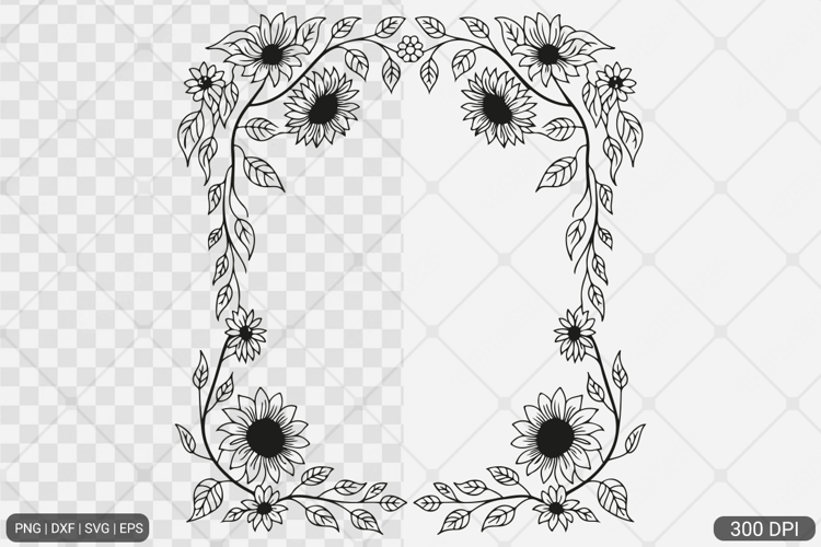 Sunflower Square Frame SVG PNG