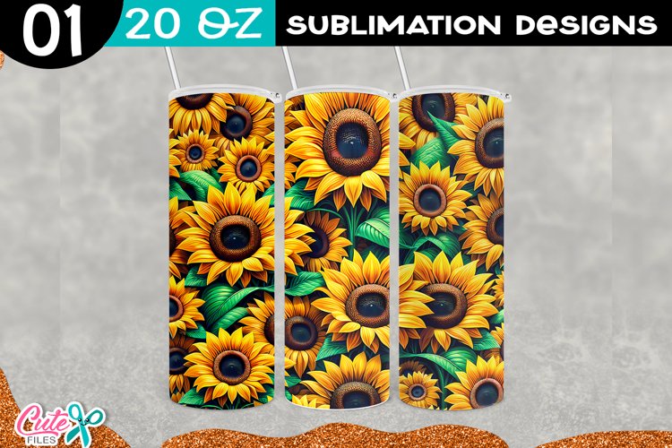 Sunflower Sublimation Tumbler Design