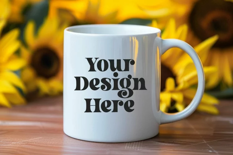 Sunflower Summer Coffee Mug White Mockup