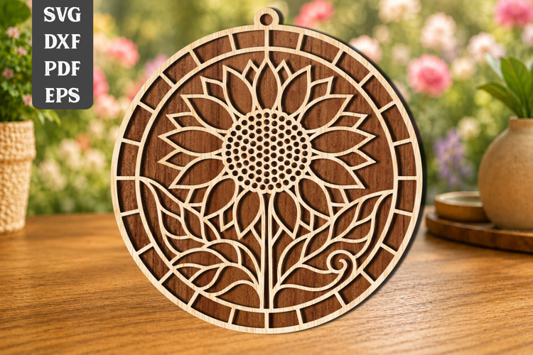 Sunflower Suncatcher Laser Cut SVG