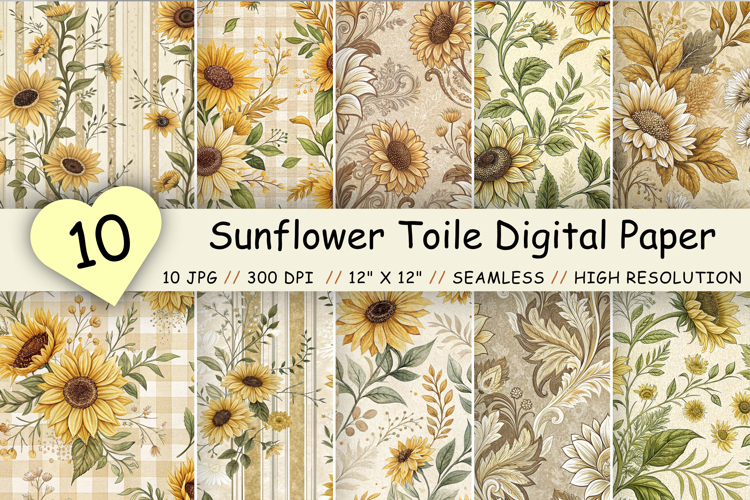 Sunflower Seamless Pattern Image 19