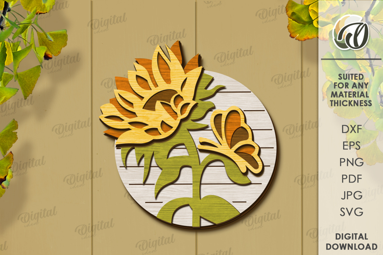 Sunflower Wall Decor Laser Cut. Wall Decor SVG